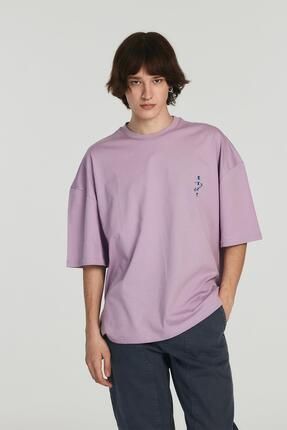 T YON Zyon Oversize Lila Yuvarlak Yaka T shirt Fiyat Yorumlar Trendyol