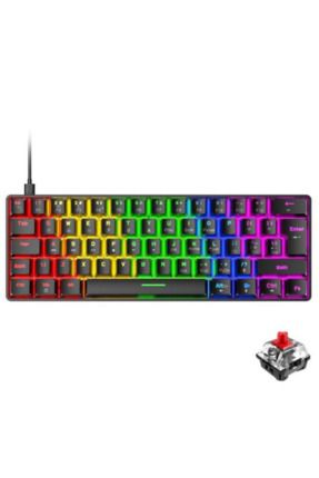 T60 Siyah Renk Kırmızı Switch Klavye Kablolu Gaming Oyuncu Klavyesi T60 Mini Q Klavye