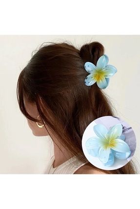 Mavi Lotus Çiçek Parlak Akrilik Kadın Mandal Toka