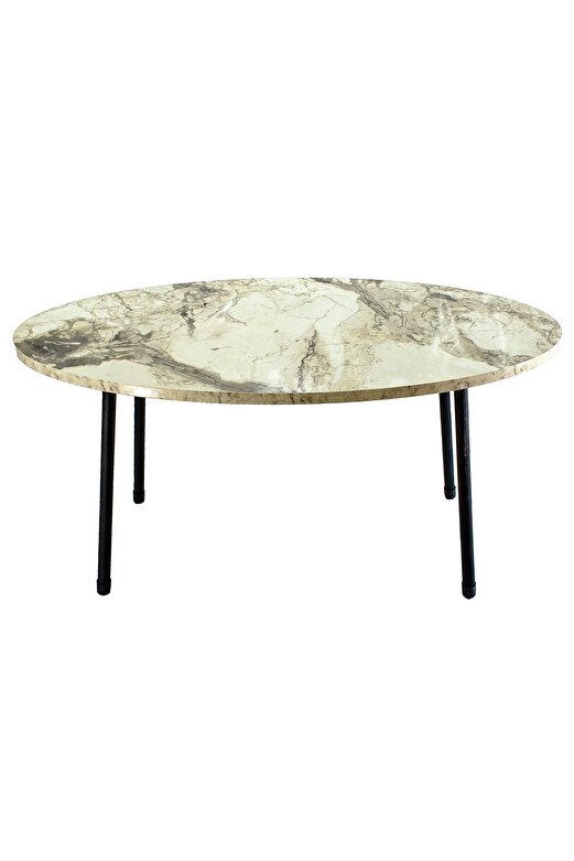 Metal Ayak Oval Orta Sehpa Efes Beyaz