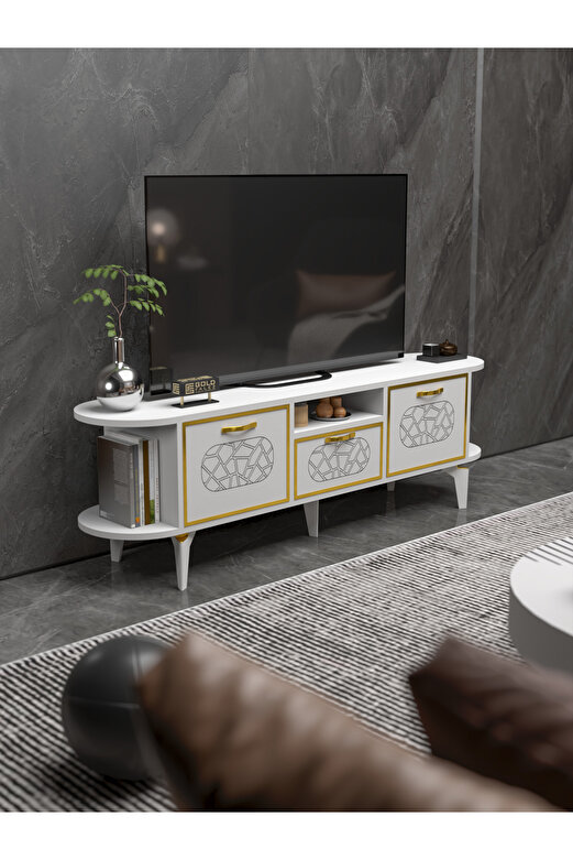 Mira Gold TV Ünitesi Beyaz 160 cm