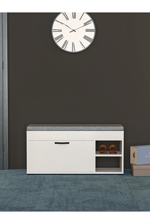 Puflu Ayakkabılık Bench Beyaz 90 cm
