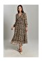 Women's Double Breasted Collar Leopard Print Chiffon Plus Size Dress - 2
