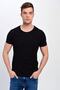 Men's Black Large Size Crew Neck Lycra Basic T-Shirt T338 - 2