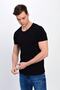 Men's Black Large Size Crew Neck Lycra Basic T-Shirt T338 - 3