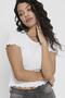 Women's White Short Sleeve Ruffle Crop T-Shirt 15201206 ONLEMMA - 2