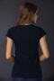 Women's Navy Blue Cotton Lycra V-Neck Short Sleeve Undershirt - 2