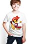 Boy's White Digital Printed White T-shirt E-02