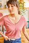 Women's Dusty Rose Front Back V Oblique T-shirt TSH-19000282 - 2