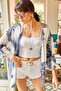 Women's Navy Blue Guipure Detailed Viscose Kimono CKT-19000080 - 4