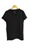 Unisex Basic V-Neck Black T-shirt - 2