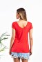 Kadın Kırmızı V Yaka Basic Tshirt - 4