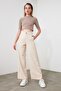 Taş Wide Leg/Geniş Paça Yanları Düğmeli Dokuma Kumaş Pantolon TWOSS20PL0398 - 8