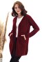 Women's Burgundy Kangaroo Pocket Knit Cardigan
