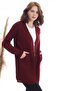 Women's Burgundy Kangaroo Pocket Knit Cardigan - 2