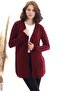 Women's Burgundy Kangaroo Pocket Knit Cardigan - 3