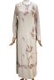 Women's Beige Cotton Sile Cloth Hijab Dress - 3