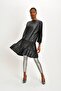 Women's Black Leather Tunic Dress - 4