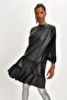 Women's Black Leather Tunic Dress - 2