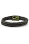 Military Camouflage Metal Magnet Green Leather Men's Bracelet Bt648