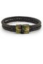 Military Camouflage Metal Magnet Green Leather Men's Bracelet Bt648 - 2
