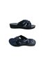 Ge082-10 Women's Navy Blue Orthopedic Cross Banded Walking Slippers