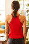 Women's Red Halter Collar Frilly Summer Knitwear Blouse BLZ-19000959 - 5