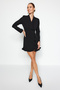 Black Skirt Ruffled Woven Jacket Dress TWOAW24EL00589 - 2