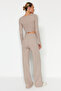Bej Yumoş Crop ve Wide Leg/Geniş Paça Örme Alt Üst Takım TWOAW23AU00125 - 6