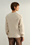 Limited Edition Ecru Soft Textured V-Neck Knitwear Sweater TWOAW24KZ01254 - 5