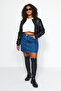 Mavi Yüksek Bel %100 Non-Stretch Pamuk A Shape Denim Etek TBBAW23AZ00042 - 7