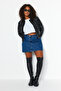 Mavi Yüksek Bel %100 Non-Stretch Pamuk A Shape Denim Etek TBBAW23AZ00042 - 9