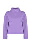 Mor Selanik/Triko Görünümlü Fermuarlı Yaka Regular/Normal Kalıp Örme Sweatshirt TBBAW23AO00006 - 7