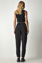 Women's Black Buttoned Stylish Woven Trousers GK00012 - 6