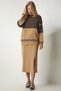 Women's Biscuit Striped Sweater Skirt Knitwear Set Kİ00104 - 4