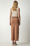 Women's Biscuit Slit Woven Midi Knitted Skirt UB00184 - 5