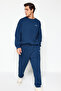 Indigo Oversize/Geniş Kesim Yazı Baskılı Sıcak Tutan Sweatshirt Eşofman Takım TMNAW24EM00004 - 3
