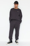 Anthracite Oversize/Wide Cut Letter Printed Warm Sweatshirt Tracksuit Set Tmnaw24Em00004 - 2