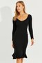 Women's Black Skirt Flounced Camisole Midi Dress Yİ2490 - 3
