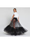 Transparent single-layer black Maxi Skirt Black Long Unlined Tulle Skirt - 3