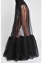 Transparent single-layer black Maxi Skirt Black Long Unlined Tulle Skirt