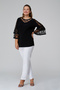 Plus Size Blouse with Lace and Flower Motif Detail - 3
