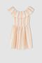 Girl's Flexible Carmen Collar Short Sleeveless Poplin Dress - 6