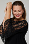 Plus Size Blouse with Lace and Flower Motif Detail - 4