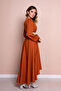 Cinnamon Asymmetrical Cut Cream Faux Belt Accessory Long Sleeve Double Breasted Pattern Dress - 7