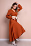 Cinnamon Asymmetrical Cut Cream Faux Belt Accessory Long Sleeve Double Breasted Pattern Dress - 5