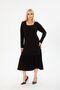 PLUS SIZE BELOW KNEE SQUARE COLLAR LONG SLEEVE VISCOSE COMBED STYLISH DESIGN COMFORTABLE DRESS