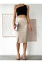 High Waist Leather Pencil Skirt with Slit Detail - 2