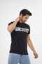 Siyah baskılı erkek basic t-shirt - 3