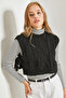 Women's Black Patterned Side-Tie Knitwear Vest 40931004